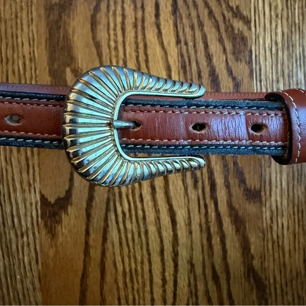 Tony Lama Western Men’s Leather Belt Size 32 Made in USA Brown & Black